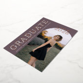 Plum Ivory Photo Graduation Rose Gold 箔招待状 (回転した状態)