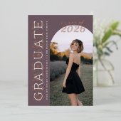 Plum Ivory Photo Graduation Rose Gold 箔招待状 (立ち正面)