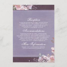Plum Lilac and Mauve Wedding Info for Guests エンクロージャーカード