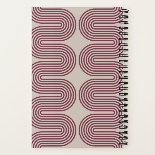 Plum Lombard Wavy Lines Modern Custom Notebook ノートブック (裏面)