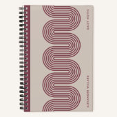 Plum Lombard Wavy Lines Modern Custom Notebook ノートブック (正面)