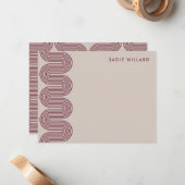 Plum Lombard Wavy Lines Modern Stationery Card ノートカード (正面/裏面インサイチュ)