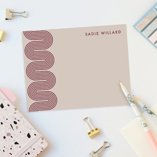 Plum Lombard Wavy Lines Modern Stationery Card ノートカード