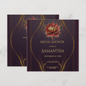 Plum Lotus Bridal Shower Invitation シーズンカード (正面/裏面)