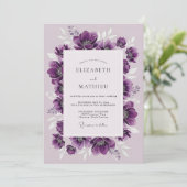 Plum Lush Anemone Winter Wedding 招待状 (スタンド正面)