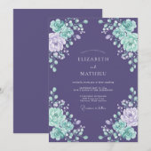 Plum Lustrous Botanical Wedding 招待状 (正面/裏面)