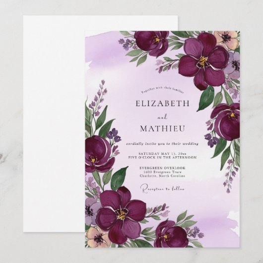 Plum Majestic Spring Wedding 招待状 (正面/裏面)