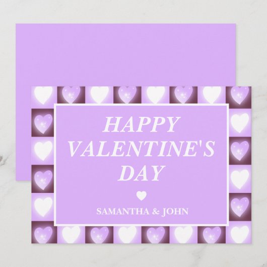 Plum Mauve Celestial Hearts Valentine’s Gift シーズンカード (正面/裏面)