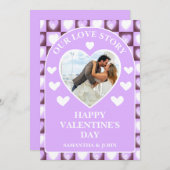 Plum Mauve Celestial Hearts Valentine’s Gift Photo シーズンカード (正面/裏面)