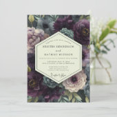 Plum Moody Botanical Romance Wedding 招待状 (スタンド正面)