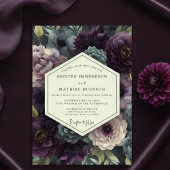 Plum Moody Botanical Romance Wedding 招待状