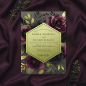 Plum Moody Botanical Wedding 招待状