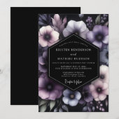 Plum Moody Chiaroscuro Wedding 招待状 (正面/裏面)