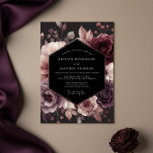 Plum Moody Floral Bloom Wedding 招待状