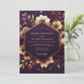 Plum Moody Floral Twilight Wedding 招待状 (スタンド正面)