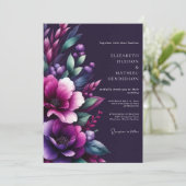 Plum Moody Floral Whimsy Wedding 招待状 (スタンド正面)