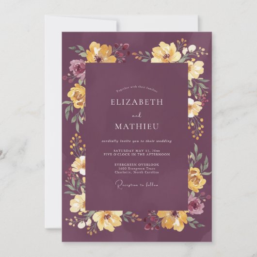 Plum Moody Harvest Wedding 招待状 (正面)