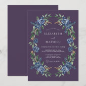 Plum Moody Midnight Wedding 招待状 (正面/裏面)