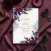 Plum Moody Thistle Winter Wedding 招待状