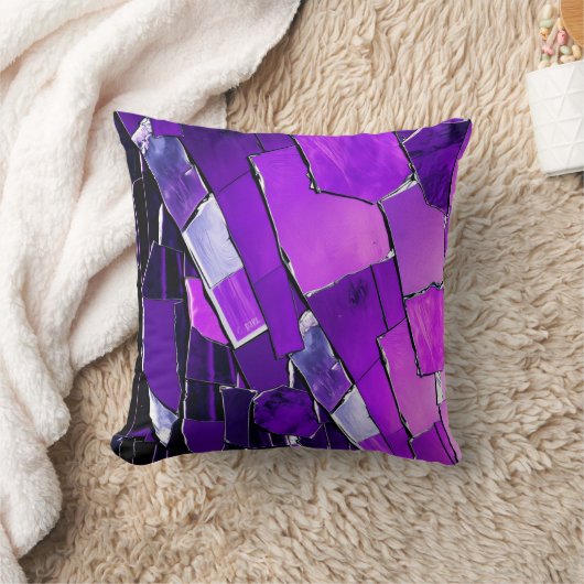 Plum Noir Glitch Glam Metallic Texture クッション (ブランケット)