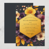 Plum & Ochre Autumnal Bloom Wedding 招待状 (正面/裏面)