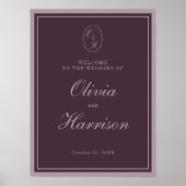 Plum Old Money Wedding Welcome Sign ポスター (正面)