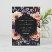 Plum Onyx Floral Wedding 招待状 (スタンド正面)