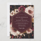 Plum Opulent Bloom Wedding 招待状 (正面)