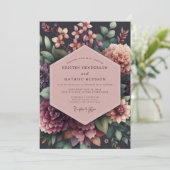 Plum Opulent Floral Wedding 招待状 (スタンド正面)