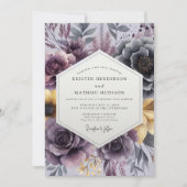 Plum Painterly Bloom Wedding 招待状 (正面)