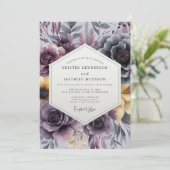 Plum Painterly Bloom Wedding 招待状 (スタンド正面)