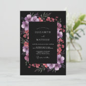 Plum Purple Botanical Romantic Wedding 招待状 (スタンド正面)
