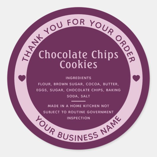 Plum Purple Cottage Law Ingredient Cookie Sticker ラウンドシール (正面)
