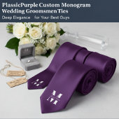 Plum Purple | Custom Monogram Wedding Groomsmen  ネクタイ