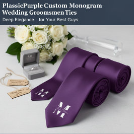Plum Purple | Custom Monogram Wedding Groomsmen  ネクタイ