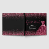 Plum Purple Dress Faux Glitter Quinceanera ゲストブック (全面)