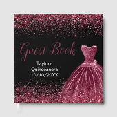 Plum Purple Dress Faux Glitter Quinceanera ゲストブック (正面)