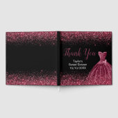 Plum Purple Dress Faux Glitter Sweet 16 Birthday ゲストブック (全面)