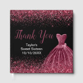 Plum Purple Dress Faux Glitter Sweet 16 Birthday ゲストブック (正面)