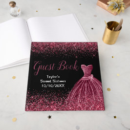 Plum Purple Dress Faux Glitter Sweet 16 Birthday ゲストブック