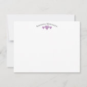 Plum Purple Elegant Wavy Hearts Striped Note Card ノートカード (正面)