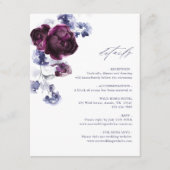 Plum Purple & Indigo Blue Floral Wedding Details エンクロージャーカード (正面)