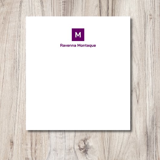 Plum Purple Modern Chic Trendy Monogram Name  ノートパッド