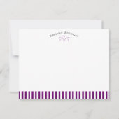Plum Purple Modern Open Hearts Striped Note Card ノートカード (正面)