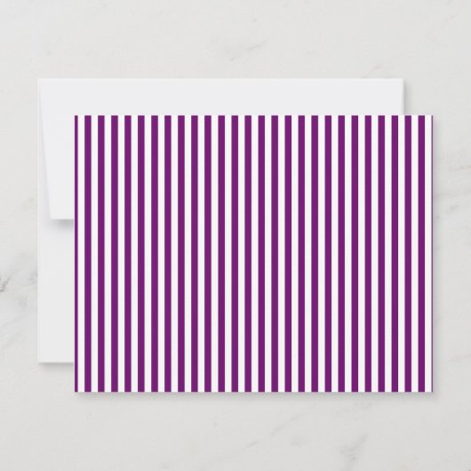 Plum Purple Modern Open Hearts Striped Note Card ノートカード (裏面)
