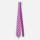 Plum Purple Polka Dots on White Custom Necktie ネクタイ (正面)