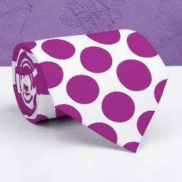 Plum Purple Polka Dots on White Custom Necktie ネクタイ