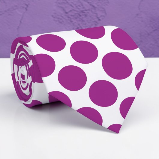 Plum Purple Polka Dots on White Custom Necktie ネクタイ