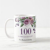 Plum Purple Rose 100th Birthday Gift コーヒーマグカップ (左)