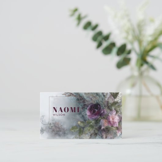 Plum Purple Rose Floral and Misty Garden 名刺 (スタンド正面)